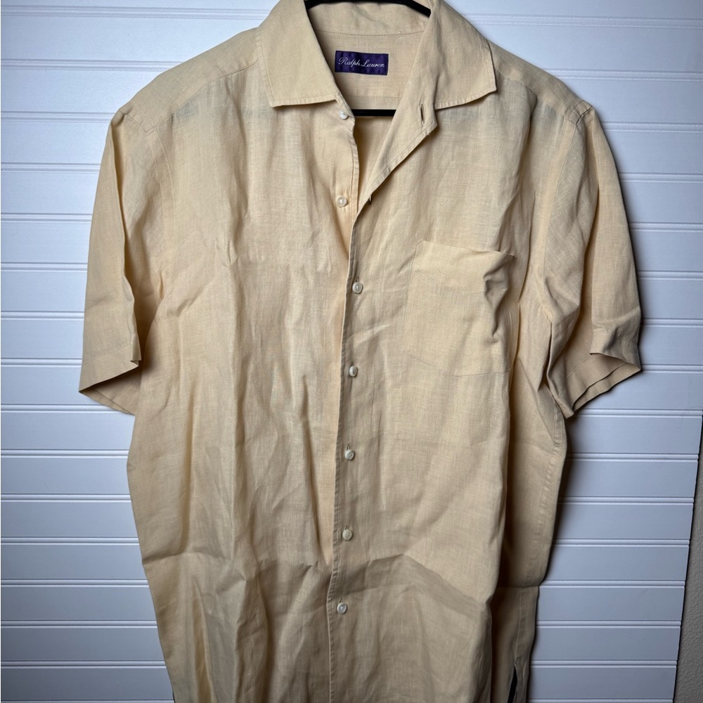 Ralph Lauren yellow Casual Button Down Shirt purple label made in Italy